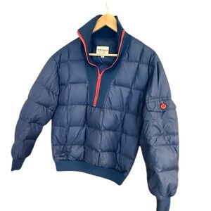 Ambridge Thompson M Vintage downfilled Men's Blue Puffer Jacket with Red Accents